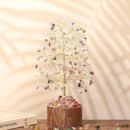 DUQGUHO Fluorite Crystal Tree Positive Energy Tree of Life Spiritual Gifts for Women House Warming Gifts New Home Wedding Gifts Crystal Ornament Home Decor