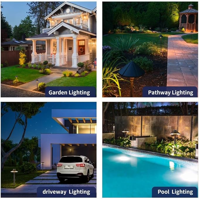 Gardenreet Brass Low Voltage Pathway Lights Kit(8 Pack) 12V LED with 150W Low Voltage Transformer and Mechanical Timer and 100 Feet Wire and 40Pack Connectors for Outdoor House Garden Sideway