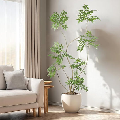 Artificial Sumac Tree,5.3ft（1pack） Tall Fake Plants Artificial Mahonia fortunei Plants for Indoor, Fake Trees for Office Home Living Room Floor Patio Greening Porch Decor