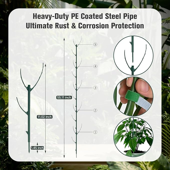 5pcs Adjustable Plant Support Pole, Stackable for Indoor and Outdoor Use, Garden Accessories for Supporting Monstera and Climbing Potted Plants
