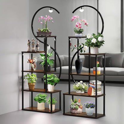 Plant Stand Indoor with Grow Lights, Large Plant Stands for Indoor Plants Multiple, 67" Tall Plant Shelf Indoor with 5 Lights Tiered Plant Holder, Lighted Corner Plant Stand for Home Decor