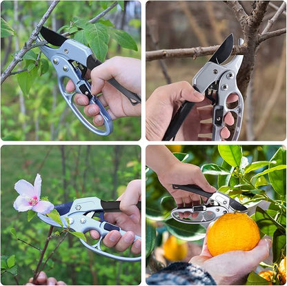 Ultra Sharp Germany Steel Pruning Shears - Cuts 3X Easier, Ergonomic Design - Weak Hand Arthritis Snips, Effortlessly 1-Inch Cut Capacity Heavy Duty Garden Scissors, Sharp Garden Clippers