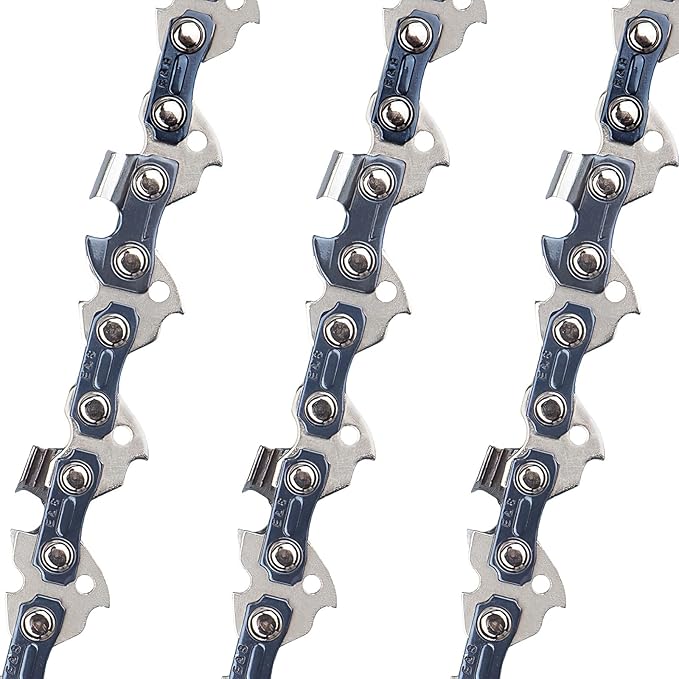 E & S 3 Pack 10 Inch Chainsaw Chain 3/8" LP Pitch .050" Gauge 40 Drive Links Semi-Chisel Chain Saw Chains for Husqvarna, Poulan, Craftsman, Greenworks and More Chainsaw Brands