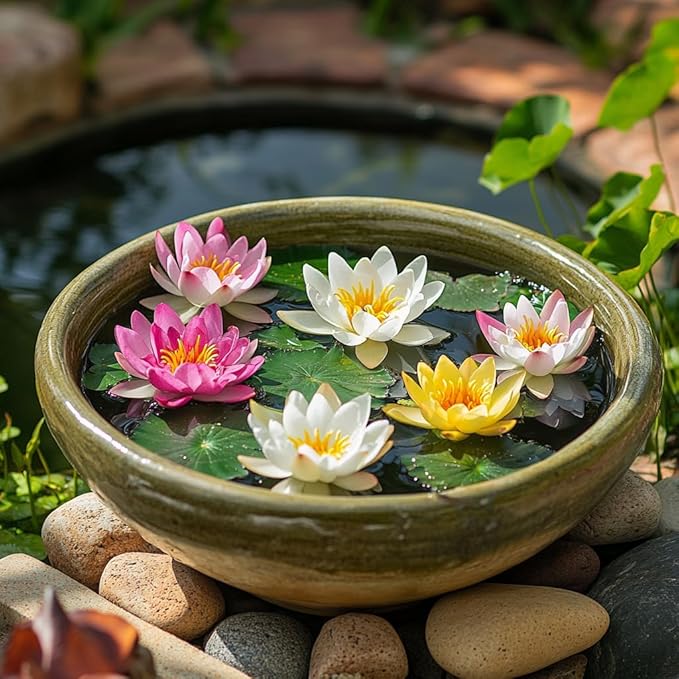 100 Mixed Bowl Lotus Seeds, Aquatic Perennial Lotus Seeds for Planting, Bonsai Lotus Flowers for Indoor and Outdoor, Water Lily Flowers for Bowl and Garden