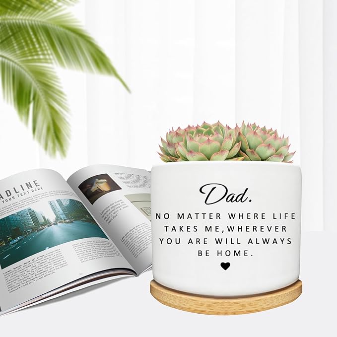 Dad Gifts from Daughter Son, Succulent Cactus Cute Planter Plant Pots Gifts for Dad, for Dad Father, Dad Birthday Gifts, Best Dad Ever Gifts, Gardening Gifts for Dad