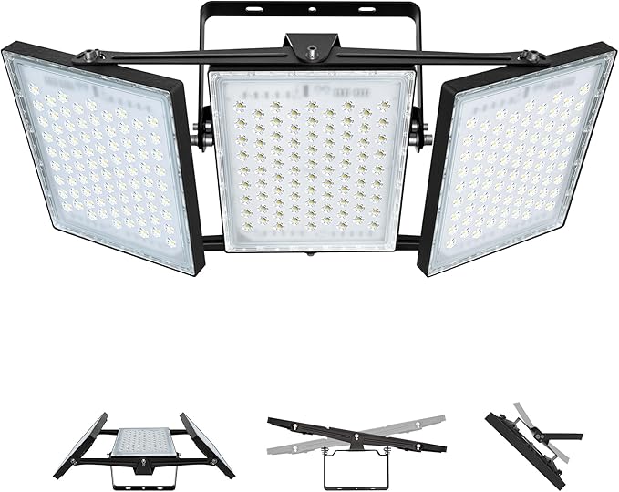 LED Flood Light Outdoor, STASUN 750W 75000lm 6000K Daylight White IP66 Waterproof, Commercial Parking Lot Light,3 Heads for Yard Street Stadium House Floodlight Bright Security Lights for Outdoor Area