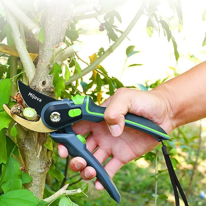 Garden Pruners, Heavy Duty Garden Clippers, Pruning Shears with Adjustable Thumb Lock, Hand Gardening Tools Pruners, High Carbon Steel Sharp Gardening Scissors (green)