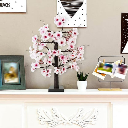 Uieke 24IN Lighted Cherry Blossom Tree 24 Warm White LED Tabletop Artifical Bonsai Tree with Timer Battery Operated for Wedding Party Spring Christmas Home Indoor Japanese Room Decor