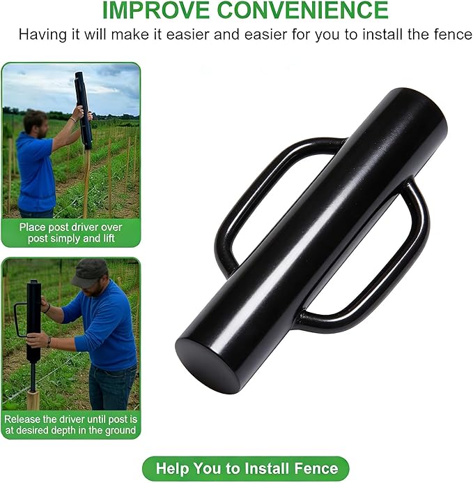 MTB Garden 16 inch Portable Post Driver with Handle, 8LB Black Iron T Post Digger Hand Post Rammer for Installing Fences,16 inch Post Pounder Good for Small Projects