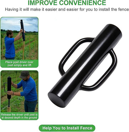 MTB Garden 16 inch Portable Post Driver with Handle, 8LB Black Iron T Post Digger Hand Post Rammer for Installing Fences,16 inch Post Pounder Good for Small Projects