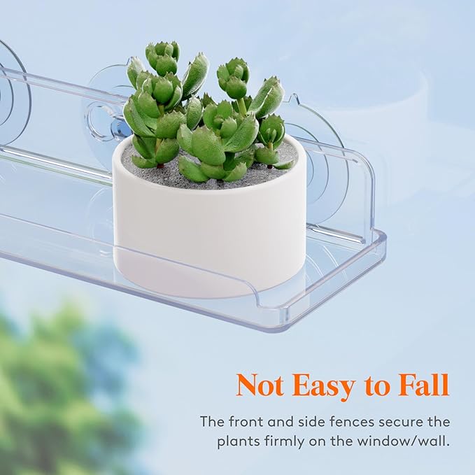 Lifewit Window Plant Floating Shelves 14.6 x 3.6 inch, 2 Pack Acrylic Suction Cup Shelf, Window Sill Extender for Indoor Succulent Plants, Micro Greens, Seed Starter Pots, Herb Planters