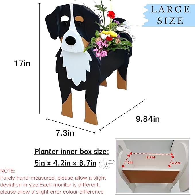 Bernese Mountain Dog Planter,Cute Large Dog Flower Pots,Gifts for Pet Lovers,Unique Animal Plant Pots,Office,Indoor Outdoor Garden Decor(9.84 * 7.3 * 17in)