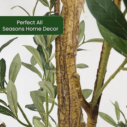 Artificial Fake Olive Tree 8FT Tall 2Pack Faux Silk Olive Tree for Home Living Room Office Decor Faux Artificial Plants Indoor Fake Potted Plants with Fruit & Free Moss