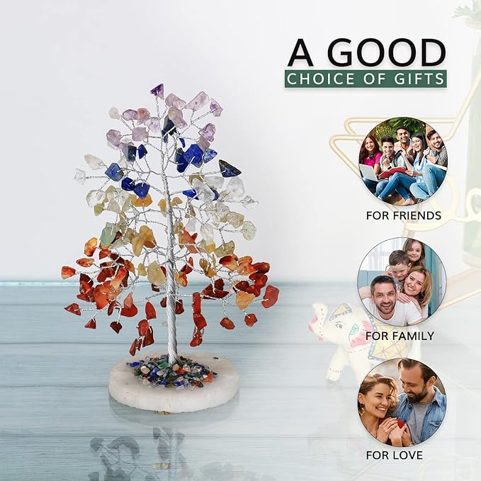 7 Chakra Tree - Chakra Tree of Life Crystal Tree - Gemstones and Crystals - Money Tree - Positive Energy - Spiritual Stuff - Reiki Crystals and Healing Stones - Holistic Gifts