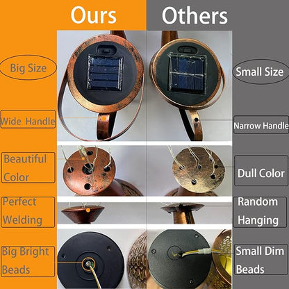 Christmas Birthday Gifts for Mom Grandma Women,Solar Lanterns Outdoor Waterproof,Metal Watering Can Garden Decor,Hanging Solar Path Lights Yard Art,Outside Gardening Patio Decorations,with Hook,Large