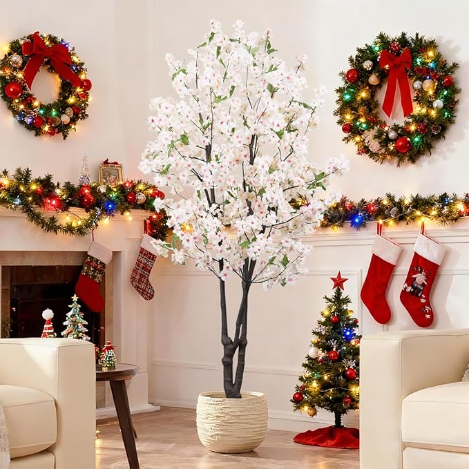 Artificial Cherry Blossoms Tree Bedroom Trees Indoor Faux Cherry Blossom Tree for Christmas New Year Home Decor