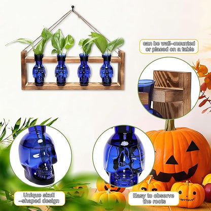 Plant Propagation Stations Halloween Skull Plant Terrarium Kit Glass Vases Gift for Father Air Planter Home Office Decor