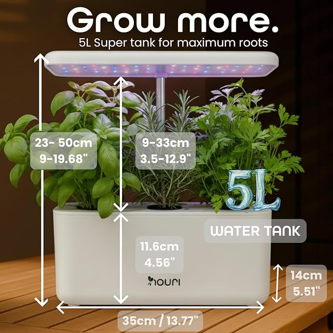 Nouri 7 Pod Smart Garden for Home Cooks | w/Heirloom Tomato | Hydroponics Growing System | LED Grow Lights | Indoor Herb Garden Kit | Herb Growing Kit Indoors for Plant Lovers, Gardeners, Kitchen
