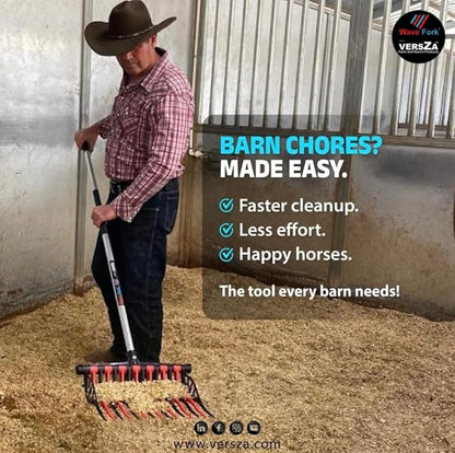 Wave Fork by VERSZA Farm & Ranch| Manure Fork Replacement Head| Durable TINES That Don't Break ! (Color RED Blue)
