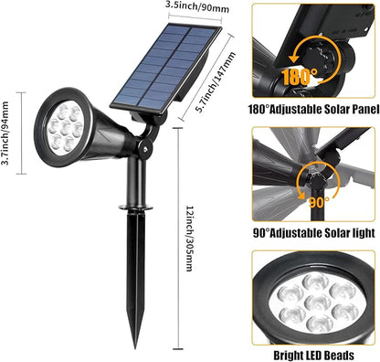 T-SUN Solar Spotlights, 7 LED Solar Lights Outdoor Waterproof, Auto ON/Off Adjustable Solar Garden Pond Lights for Tree, Patio, Yard, Garden, Driveway, Stairs, Pool Area (Yellow- 4 Pack)