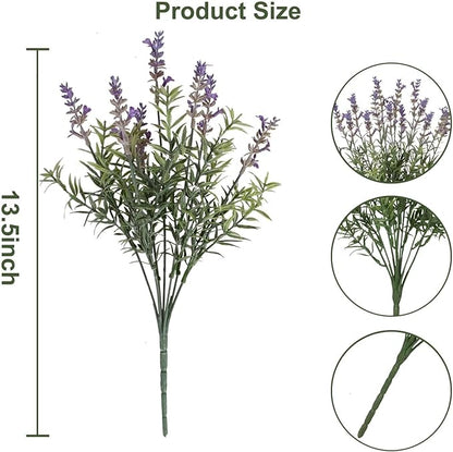 Fake Lavender Artificial Flowers - 12PCS Lavender Plants Shrubs for Wedding Bouquets Artificial Lavender Flowers Indoor Outdoor Faux Foliage Lifelike Fake Flowers for Decoration