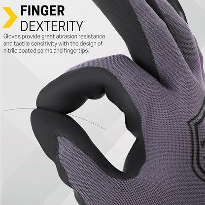Safety Work Gloves-16/32 Pairs, Micro Foam Nitrile Coated Glove,Seamless Knit Nylon Gloves for Men Women（S-XL
