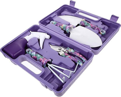 Housoutil Garden Tools Kit with 5 Mini Planting Shovels and Transplanting Tools Purple Gardening Accessory Set for Succulent and Pot Plant Growing for Outdoor Garden Care
