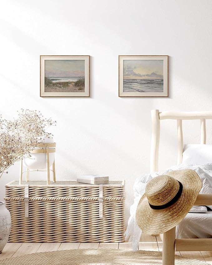 InSimSea Framed Canvas Wall Art Decor Room Decor, Classical Coastal Scenery Bathroom Pictures Wall Decorations, Farmhouse Kitchen Office Bathroom Art Wall Decor 10x12In