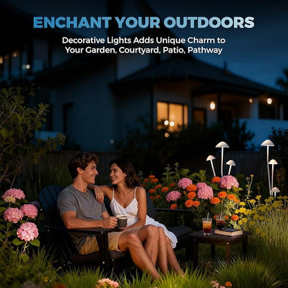 Gardencoin Outdoor Garden Decorative Lights, LED Landscape Lighting Decor IP65 Waterproof, Mushroom Light Wired with Transformer for Backyard, Patio, Lawn, Pathway Decoration, Set of 3