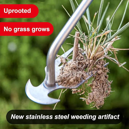 Vanwoke Weed Puller Tool,Portable Garden Weeder Puller Tool;Weeding Artifact Uprooting Weeding Tool 4 Teethes Dual Purpose Manual Hand Weeders Tool for Gardening Vegetable Backyard Farm Planting