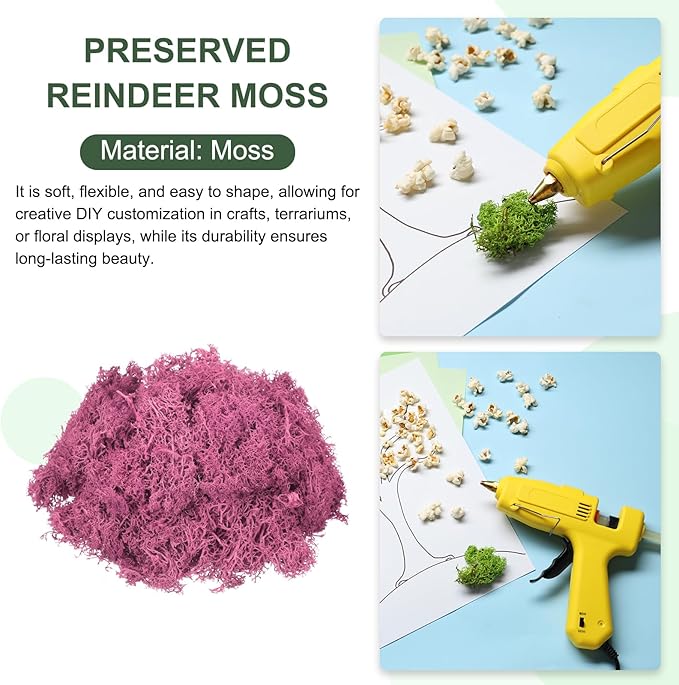 MECCANIXITY 3oz Preserved Reindeer Moss, Rose Pink Decorative Artificial Fake Moss for Potted Plants Indoor Crafts Lichen Centerpieces Decor