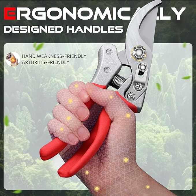 DECERK Professional Bypass Pruning Shears, Ultra Sharp Garden Scissors & Clippers, Effortless 3/4" Branch Clippers