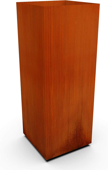 Plantercraft Corten Steel Planter Tall Cube Garden Box Metal Outdoor Heavy Duty | Made in USA | Fully Assembled | Commercial Residential