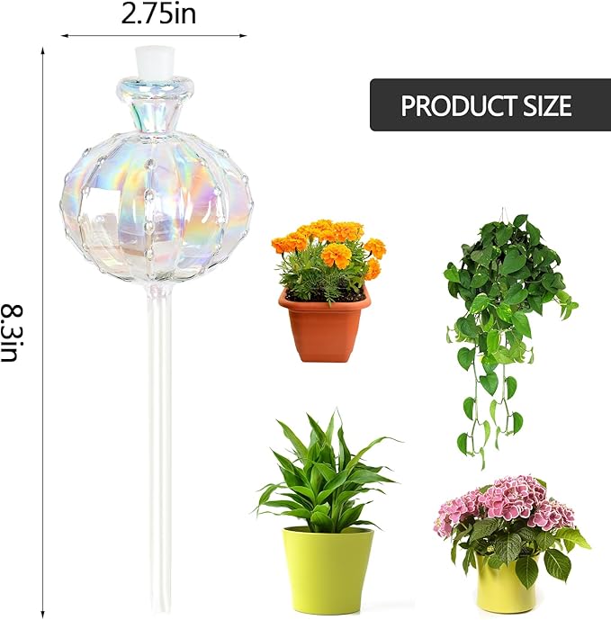 Self Watering Planter Insert. Plant Watering Devices. Plant Watering Bulbs. 4-PCS Plant Watering Globes. Rainbow Colors Cactus Shape Self Watering Globes Medium Size. Plant Lover Gifts