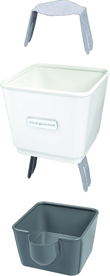 Cole & Mason Self-Watering Single Potted Herb Keeper, Indoor Herb Box, 21 cm, White/Grey, Self Watering, Includes 4 x Pads