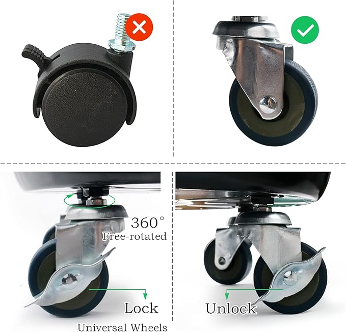 Plant Caddy with Wheels 16 Inch 2 Pack, Heavy Duty Metal Plant Stand & Dolly with Lockable Casters, Holds 230 lbs for Indoor Outdoor Large Flower Pots, Black