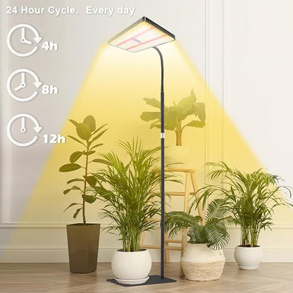 yadoker Grow Light for Indoor Plants,286 LEDs Full Spectrum Standing Plant Grow Light with 4H/8H/12H Timer,10-Level Brightness, 51" Adjustable,Flow Grow Lamp for Tall Large Indoor Plants