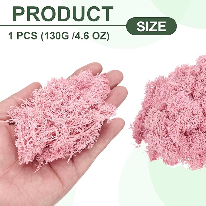 MECCANIXITY 4.6oz Preserved Reindeer Moss, Pink Decorative Artificial Fake Moss for Potted Plants Indoor Crafts Lichen Centerpieces Decor