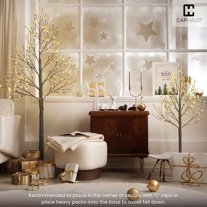 CAPHAUS 8FT Lighted Willow Tree with 240 Warm White LED Lights, Artificial Twinkling Twig Tree for Christmas Decorations Indoor, Holiday & Winter Home Decor