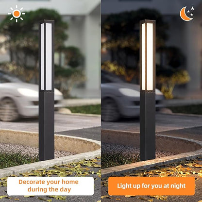 Outdoor Pathway Lights, 71 Inches Tall Bollard Light, 3000K Landscape Path Lighting, Large Mordern Led Bollards, IP65 Waterproof Pole Sidewalk Lights Wired for Driveway Walkway Garden Yard