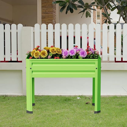 Raised Garden Bed with Detachable Legs Elevated Metal Planter Box for Growing Fresh Herbs Vegetables Flowers Succulents&Other Plants for Outdoor Backyard Patio (Green)