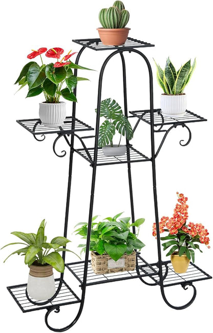 7 Tier Plant Stand Indoor, Corner Tiered Plant Stands, Metal Tall Plant Display Holder Shelf Flower Rack Outdoor Garden Plant Display Rack, Flower Pot Stand for Corner Living Room Balcony Garden Patio