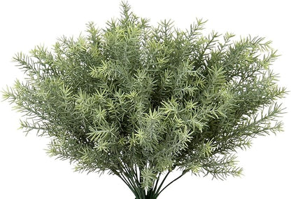 Artificial Rosemary Stems Fake Greenery Plants Faux Bushes Shrubs in Frosted Green for Decor Home Indoor Outdoor Garden 4pcs