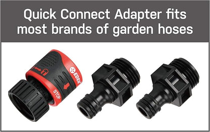 Eden 94805 Metal Thumb Control Heavy Duty Garden Hose Nozzle, High Pressure Water Sprayer W/ 7 Adjustable Patterns, W/Quick Connect Set for Plants, Lawn, Garden