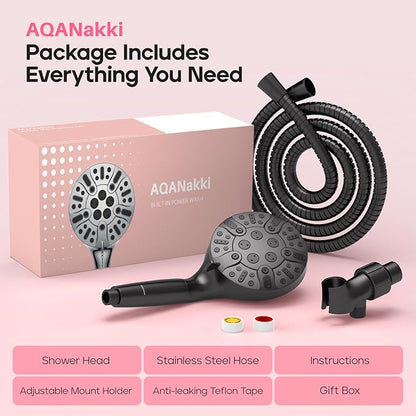 Filtered Shower Head with Handheld, High Pressure 10 Settings Shower Filter Head for Hard Water, Built-in Power Spray, Hard Water Filter Showerhead-Remove Chlorine-Dry Skin,Hair(Matte Black)