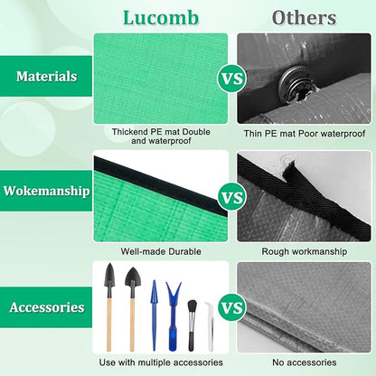 Plant Repotting Mat for Garden, 2 Pcs Waterproof Potting Mat Foldable Indoor Plant Mats Portable Square Gardening Mat Potting Tray with 6 Pcs Mini Garden Tools Set for Plant Lovers Gardening Gifts