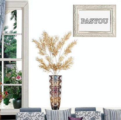 PASYOU Artificial Plants for Christmas Decor, Gold Fake Bamboo Plastic Grass Shrubs Leaves Indoor Outdoor Home Garden Party Hotel Verandah Wedding Event Faux DIY Decoration - 30 Inch Golden 2 Bunches