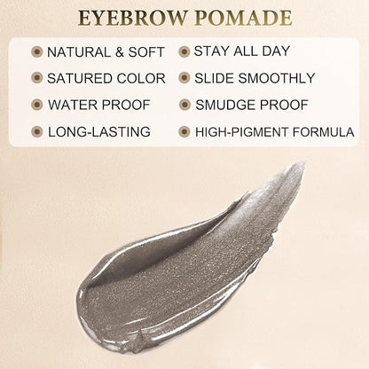 Eyebrow Pencil Makeup Kit, with Waterproof 2-IN-1 Microblading Eyebrow Pen, Eyebrow Pomade, Eyeliner and Dual-ended Eyebrow Brush, Brow Pencil Kit for Natural Eyebrows - Grey