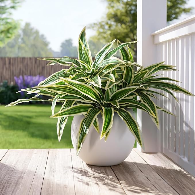 4 Pcs Artificial Greenery Stems Dracaena Faux Branches Artificial Plants Realistic Fake Dracaena Greenery Realistic Plants for Indoor Outdoor Porch Patio Home Office Living Room Decor (Yellow)