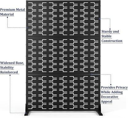 Outdoor Privacy Screen,72" H×47" W Metal Privacy Screen, Freestanding Privacy Fence Panels for Patio